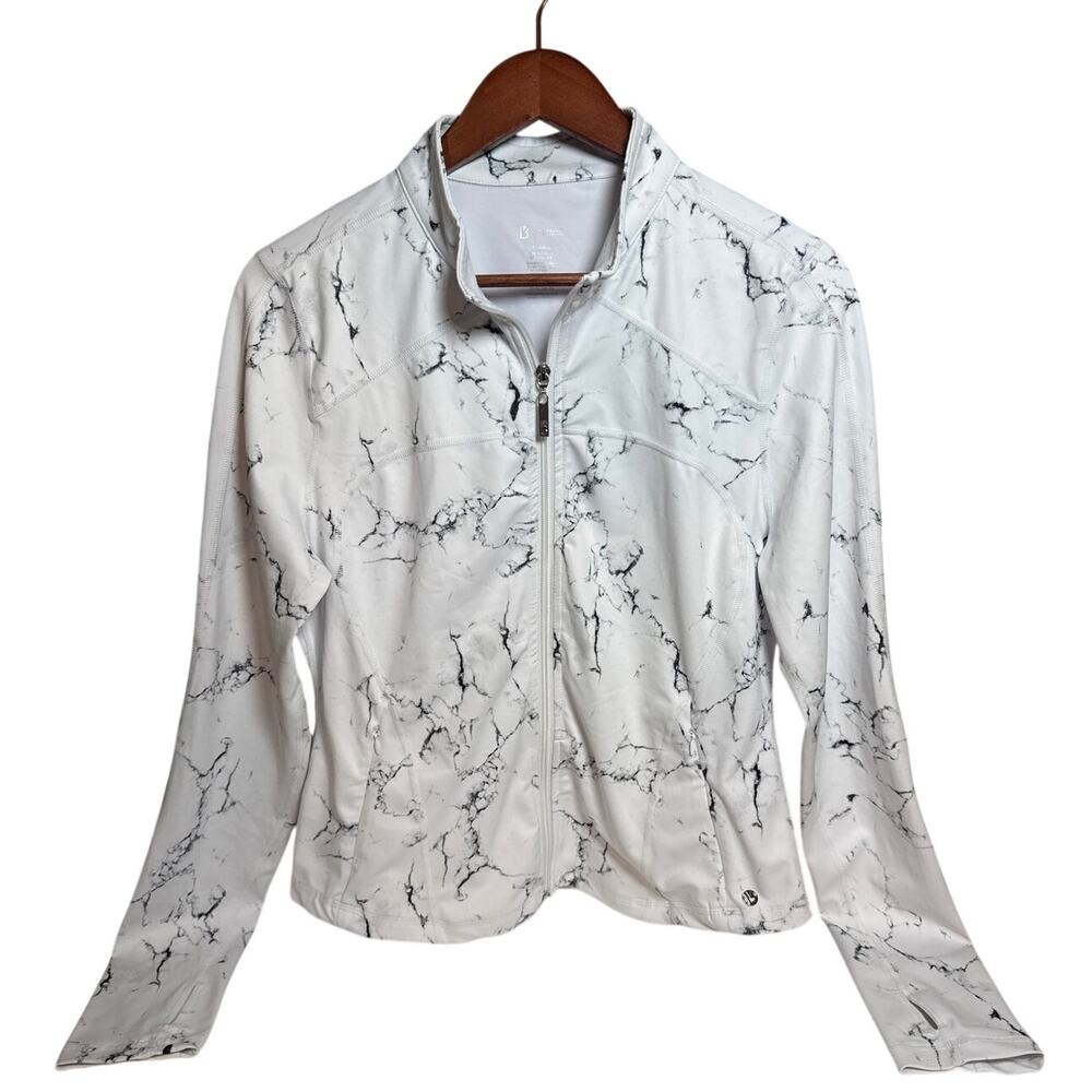 Buffbunny Collection Limitless Full Zip Track Jacket White Marble Womens XL NWOT